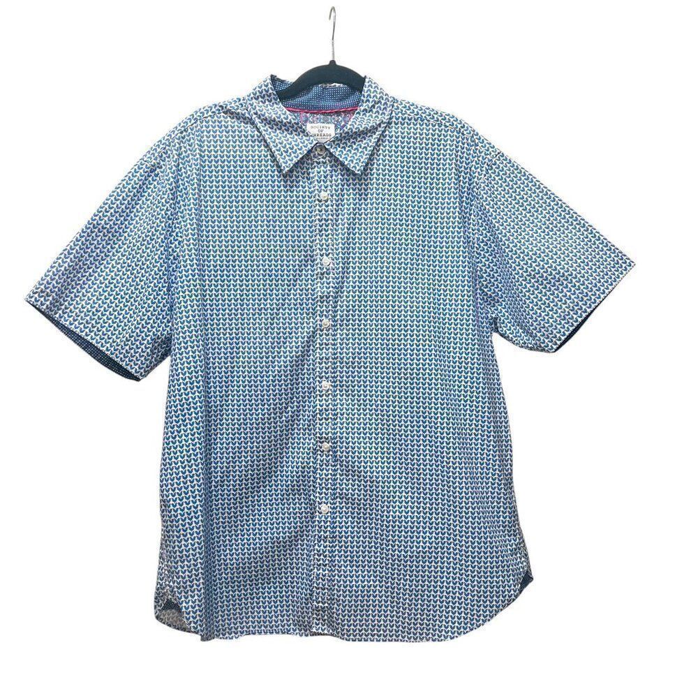 Society Of Threads Shirt Blue Roosters Print Slim Fit Comfort Stretch Size XXL